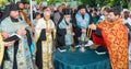 The beginning of the Orthodox prayer service in the old Pomorie in Bulgaria