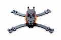 The beginning of the racing drone assembly. Durable frame of an unmanned aerial vehicle, made of carbon fiber and 3d printing, iso Royalty Free Stock Photo