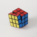 the beginning of the Rubik`s cube puzzle, Cube on white background