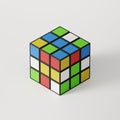 the beginning of the Rubik`s cube puzzle, Cube on white background