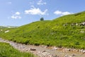 the beginning of summer , the sources of the mountain river walking along the canyon , relaxing in the mountains.