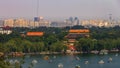 Behai Lake and Beijing city skyline from the top of Buddhist Yon Royalty Free Stock Photo