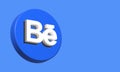 Behance Circle Button Icon 3D. Elegant Template Blank Space