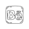Behance Icon vector. Doodle Hand Drawn or Black Outline Icon Style Royalty Free Stock Photo