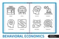 Behavioral economics infographics linear icons collection