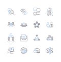 Behavioral gamification line icons collection. Motivation, Engagement, Feedback, Rewards, Points, Competition, Progress