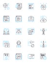 Behavioral modification linear icons set. Conditioning, Reinforcement, Punishment, Habituation, Modification Royalty Free Stock Photo