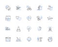Behavioral patterns line icons collection. Habits, Routines, Conditioning, Response, Reinforcement, Trigger, Compulsion