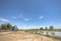 Behide the wat sareesriboonkam view in sunny day with beautiful blue sky background and small lagoon