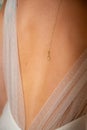 Behind close up of a bride with a rear necklace back