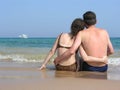 Behind couple sit on beach Royalty Free Stock Photo