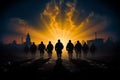 In Behind Enemy Lines, soldiers silhouettes tell tales of daring bravery Royalty Free Stock Photo