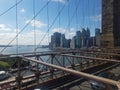 Behind the fence on Brooklyn Bridge Royalty Free Stock Photo