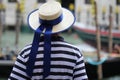 Behind gondolier, sailer of Gondola on Grand Canal Venice, Italy