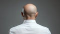 From behind, a man's head is shown, with a noticeable bald spot on top Royalty Free Stock Photo