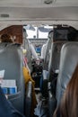 Behind the pilot room control in the small private jet plane in Thailand travel Royalty Free Stock Photo