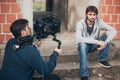 Behind the scene. Actor in front of the camera Royalty Free Stock Photo