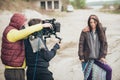 Behind the scene. Actress in front of the camera Royalty Free Stock Photo