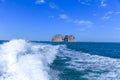 Behind the ship, the spray of the sea, Royalty Free Stock Photo