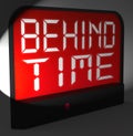 Behind Time Digital Clock Shows Running Late Or Overdue