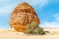 Behind the Tomb of Lihyan, son of Kuza carved in rock in the desert, Mada\'in Salih, Hegra, Saudi Arabia Royalty Free Stock Photo