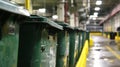 A behindthescenes look at the stadiums waste management system including recycling bins and trash compactors Royalty Free Stock Photo