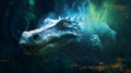 Primeval Guardian: Majestic Crocodile Patronus in Enchanted Forest Oasis