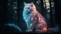 Whiskered Guardian: Cat Patronus Prowling in Enchanted Moonlit Woods