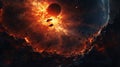 Celestial Catastrophe: Mysterious Planet Erupts Amidst Galactic Nebula Spectacle