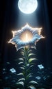 Ethereal Moonflower Glow: A Captivating Radiance in the Moon light. Flowers Background