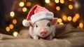 Festive Swine Delight: Adorable Teacup Pig in Christmas Attire