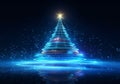 Ethereal Elegance Christmas Tree on Blue