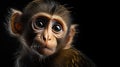 Close up macro shot a charming Capuchin monkey with piercing eyes on dark background