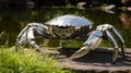 Shiny Stainless Steel Iron Crab, Robot Crab, Creation of the Future.