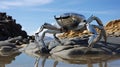 Shiny Stainless Steel Iron Crab, Robot Crab, Creation of the Future.