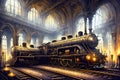 The Historic Yet Fantastic Locomotive Awaits at a Picturesque Station. AI generated