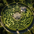 Aerial Beauty: Captivating Garden Maze in Stunning Illustration