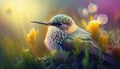 The Majestic Colibri Bird in a Vibrant Summer Wonderland. Generative AI