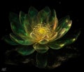 Radiant Green Lotus Amidst Serene Garden (AI Generated)