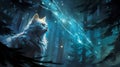 Whiskered Guardian: Cat Patronus Prowls in Enchanted Moonlit Forest