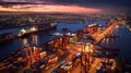 Aerial Symphony: Captivating View of Hamburg\'s Bustling Port