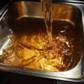 Liquid Gold Elegance: Kitchen Sink Overflowing with Luxurious Oil