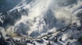 Alpine Drama: A Glimpse of Nature\'s Might in Snow Avalanche