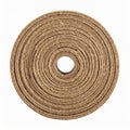 Beige Abrasive Sandpaper Roll with Central Hole on White Surface Royalty Free Stock Photo