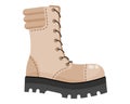 Beige army boots, military shoes uniform