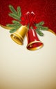 Beige background with Christmas bells. Vector Royalty Free Stock Photo