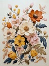 Beige Background and Toned Modern Special 3D Style Floral Oil Painting, created with Generative AI technology