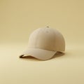A beige baseball cap is placed on a matching beige surface. The cap features a Royalty Free Stock Photo