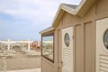 Beige beach cabin on the beach, Italy, Riccione Royalty Free Stock Photo