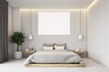 Beige bedroom with a poster Royalty Free Stock Photo